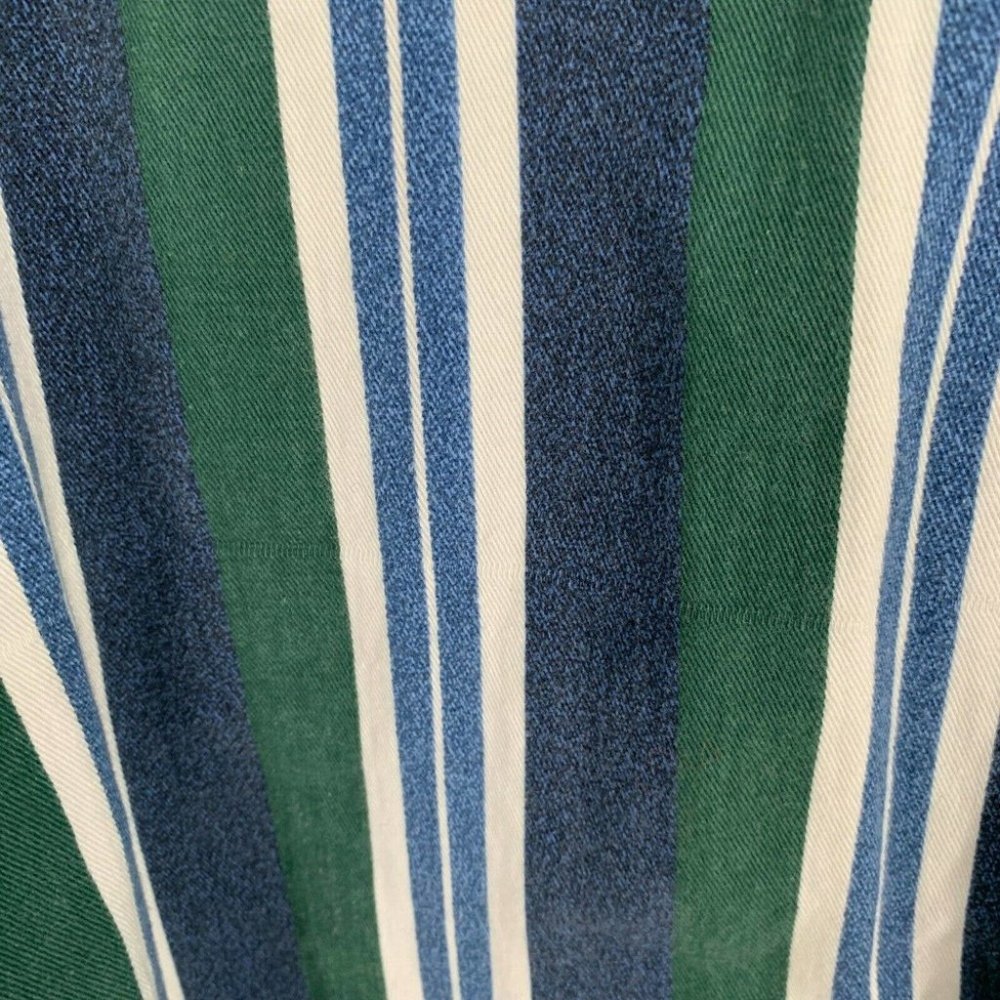 Vintage 90s 44 Blue Long Sleeve Vertical Stripe Button Up Shirt Mens XL Green - Picture 5 of 6